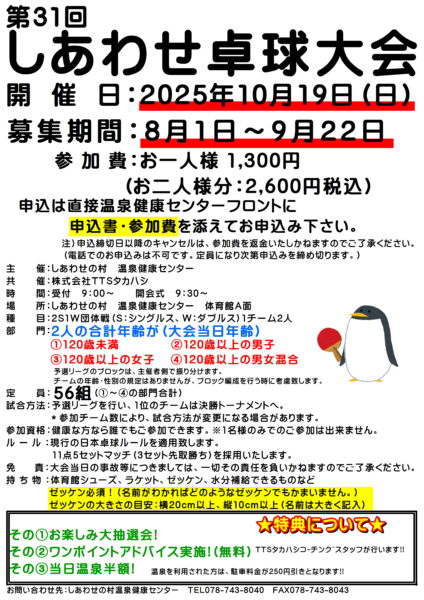 第31回しあわせ卓球大会