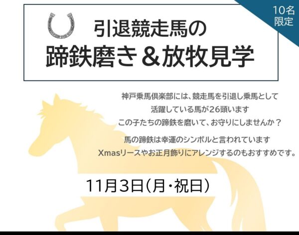 【馬事公苑】引退競走馬の 蹄鉄磨き&放牧見学